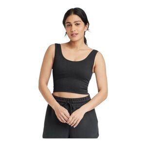 NWT all in motion Black Rib Cropped Seamless Tank Sports Bra- XS
